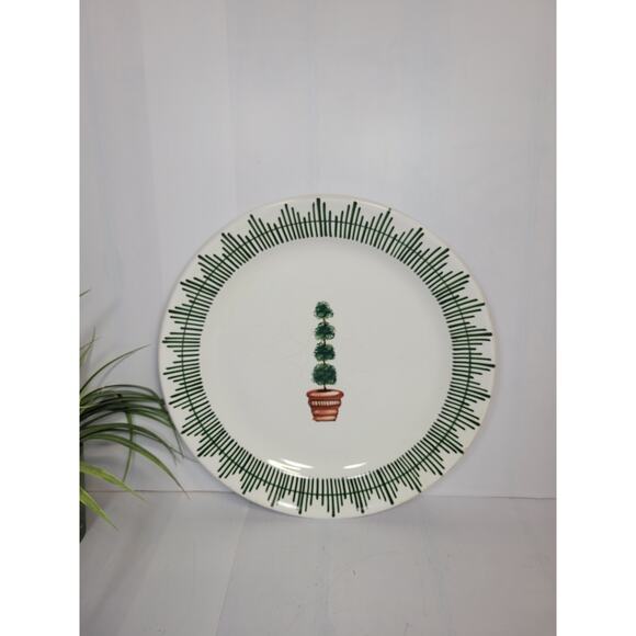 Vintage Alabaster Giardino Deruta Italy Charger Service Plate Topiary, Crazing - Picture 1 of 5